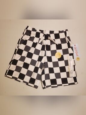 Cat & Jack Black and White Checkerboard Drawstring Shorts